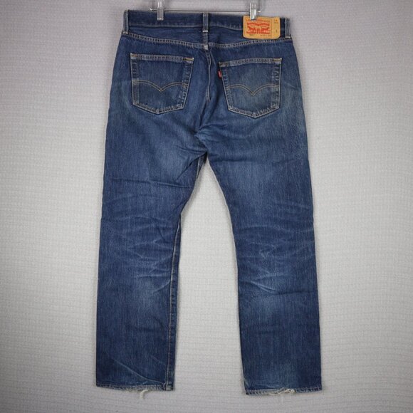 Levi's 501 Denim Faded Wash Classic Straight Cut 34x30 - Picture 2 of 8